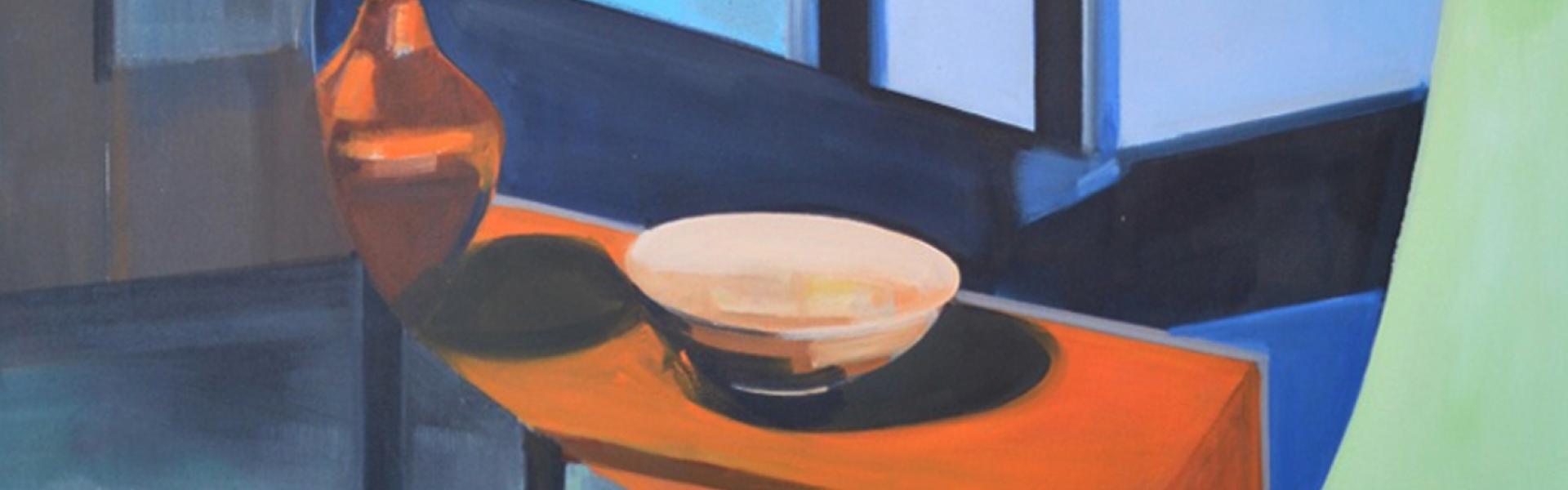 Post & Beam (vessels), acrylic on canvas, 46” x 36”, 2017