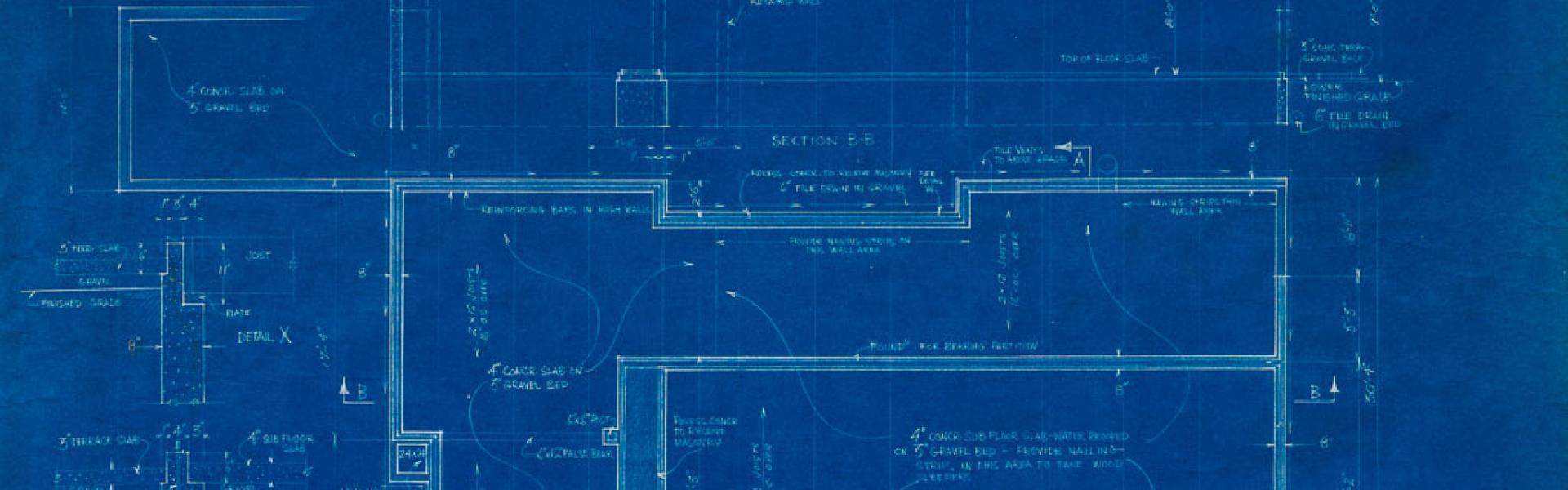 B.C. Binning, House for Mr. & Mrs. Roy Keay, 1947, blueprint. Collection of the West Vancouver Art Museum. Gift of John Keay. 