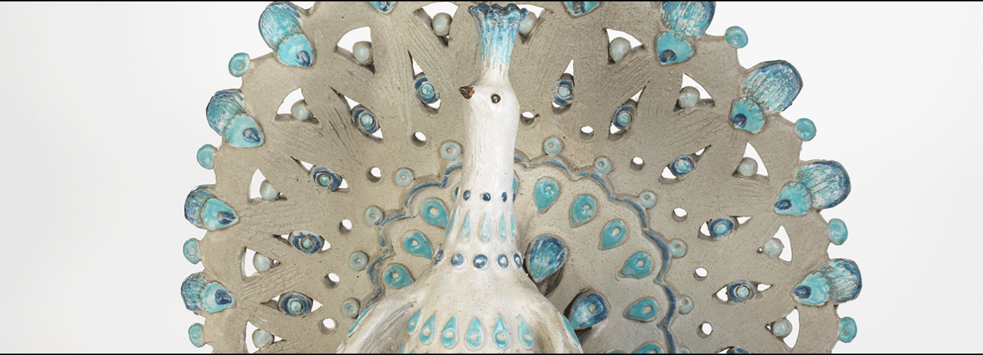 Thomas Kakinuma, Peacock, glazed ceramic, 1963 detail